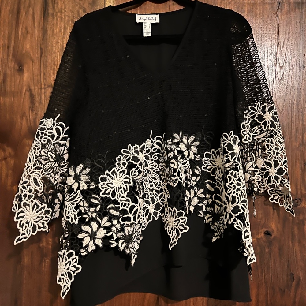 Joseph Ribkoff Black/Champagne Top Style 201123 size 8.
